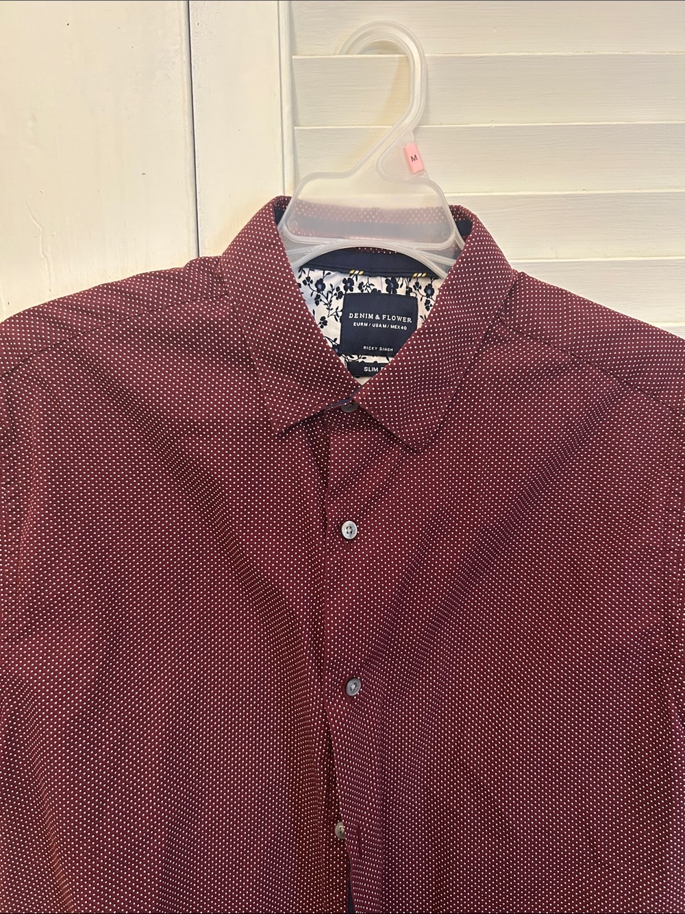 Denim & Flower Men's Burgundy Microdot Button-Down Shirt